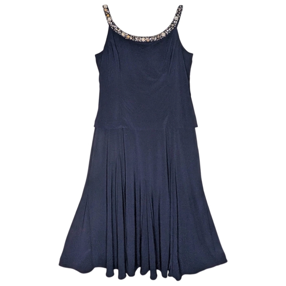Alex Evenings Sleeveless Evening Dress Elegant Flowing Formal Beaded Neckline - Picture 3 of 16